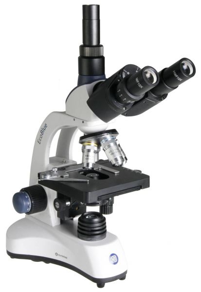 Euromex EcoBlue trinocular Mikroskop with achromatic 4/10/S40/S100x oil objectives