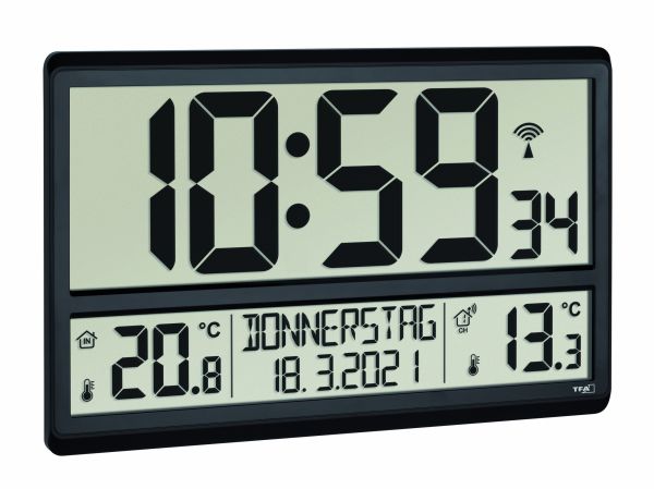 TFA Digitale XL-Funkuhr mit Außen- und Innentemperatur 60.4521.01